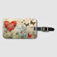 Watercolor Butterfly and Heart Luggage Tag