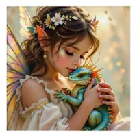 Beautiful Fairy with Green Baby Dragon Acrylic Print