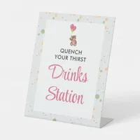 Modern Chic Pink Baby Shower Bar Pedestal Sign