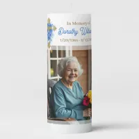 Golden Cross and Flowers Memorial Keepsake Pillar Candle