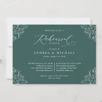 Elegant Emerald Green Wedding Rehearsal Dinner Invitation