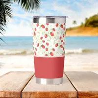 Strawberry Blossoms and Berries Watercolor Style Insulated Tumbler