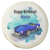 Classic Retro Blue Sports Car Birthday Adventure