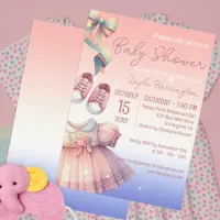 Classic Charming Pastel Pink Girl Baby Shower Invitation