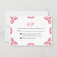 Mexican Talavera Orange Floral Minimalist Wedding RSVP Card