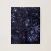 Snowflakes with Midnight Blue Background Jigsaw Puzzle