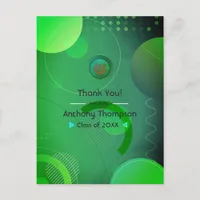 Green Glow Geometric Virtual Graduation Thank You Postcard