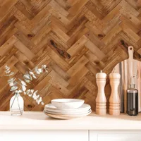 Rustic Oak Herringbone Wallpaper