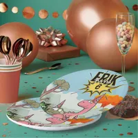 Roarsome Dino Birthday, Cute Cartoon Dino Paper Plates
