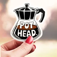 Pot Head Coffee Lover Vinyl Sticker