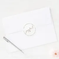 Joyful Gold Calligraphy Return Name Address Classic Round Sticker