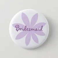 Purple Daisy Flower Bridesmaid Pinback Button