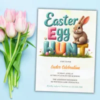 Modern Spring Bunny Easter Egg Hunt Party Invitati Invitation