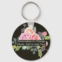 Custom Photo Art Name Monogram Quote Basic Round Keychain