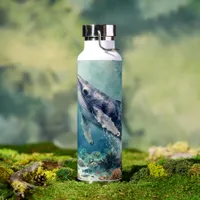 Beautiful Impasto Whale Oceanic Illustration Water Bottle