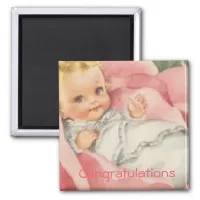 Congratulations  New Baby Girl Pink Vintage Magnet