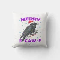 Funny Crow Christmas Classic Vintage Style Throw Pillow