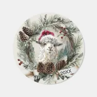 Christmas Wreath Angora Goat  Classic Round Sticker