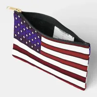 Modern Embossed American Flag Accessory Pouch