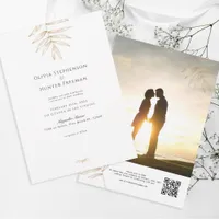 Minimalist Tropical QR Code Photo Wedding Invite