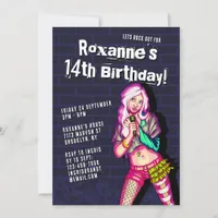 Pop Singer Cartoon Teen Girl 14th Birthday Invitation