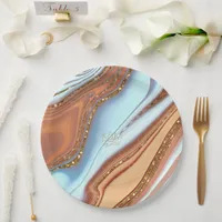 Abstract Glitter Strata Wedding SW ID903 Paper Plates