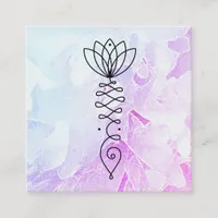 *~* Ombre Peony Lotus Healer Massage Reiki Yoga Square Business Card