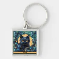 Black Cat and Celestial Moon Keychain