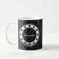 Modern Elegant Black and Grey Striped  Coffee Mug