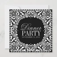 Black White Tribal Fusion Dinner Party Invitation