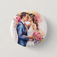 Beautiful Wedding Couple with Cute Funny  Button