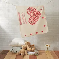 Girly Berry Sweet Monthly Milestone Heart Photo Baby Blanket