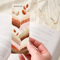 Cozy Boho Abstract Landscape Leaves Personalized Bookmarks