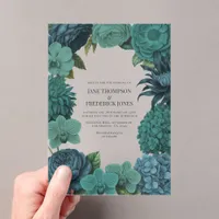 Ocean Emerald, Deep Lagoon & Tidepool Teal Wedding Acrylic Invitations