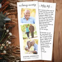 Modern Memorial Poem 3 Photo Sympathy Funeral Bookmarks