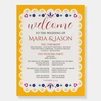 Mexican Papel Picado Yellow Boda Wedding Program Foam Board