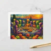 Aliens With Peaches Faux Van Gogh  Postcard