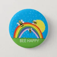 Bee Happy Summer rainbow sunshine bees honey Button