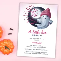 Cute Ghost A Little Boo Halloween Girl Baby Shower Invitation