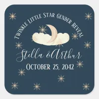 Twinkle Little Star Gender Reveal–Celestial Party Square Sticker