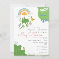 April Showers Bring May Flowers Frog Baby Shower Invitation