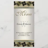 Exotic Black Gold Pattern Diamond Wedding Menu