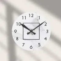 White marble elegant classic business logo  round clock