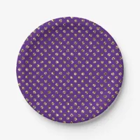 Gold Polka Dots on Custom colour Paper Plate