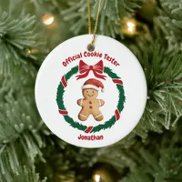 Cute Official Cookie Tester Christmas Ceramic Ornament