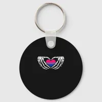 Bisexual Pride Skeleton Halloween Bi Goth Heart Cl Keychain