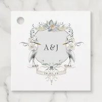 Watercolor Lakeside Wedding Monogram Crest Favor Tags