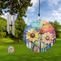 Whimsical Quirky Daisy Type Flowers  Wind Chime