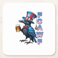 Crow, F-Caw-F Funny Bird Creative Casual Square Paper Coaster