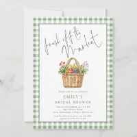 Gingham Fresh off the Market Script Bridal Shower Invitation